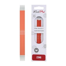KnitPro Zing Double Pointed Needles 6" 15cm  US 2 2.75mm , Carnelian