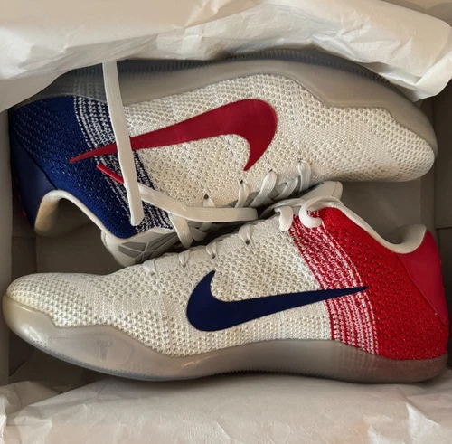 Nike Kobe 11 Elite Low Sneakers USA Men's Size 10.5 - White, Red, Blue