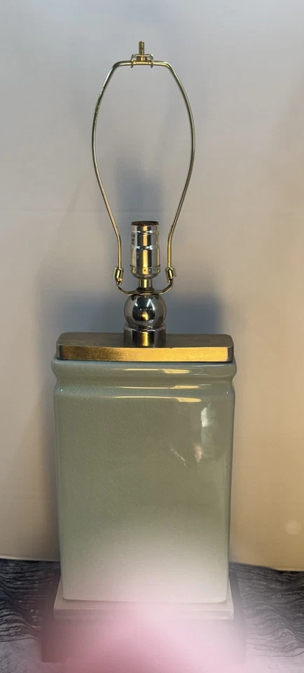 Modern Gray/Blue Table Lamp Crackle Ceramic Glaze Antique Base- no shade - Image 3 of 4