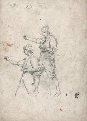 Bleistiftzeichnung - Fortunino Matania (1881-1963) - Figuren Studien