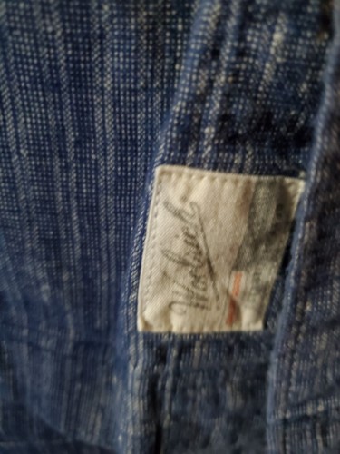 Vintage Woolrich Shirt Men’s Size LG. Hemp Blend Blue Striped Short Sleeve Camp - Picture 10 of 10