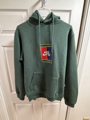 Nike SB Court Logo Patch Tennis Skateboarding Green Pullover Hoodie Size Large