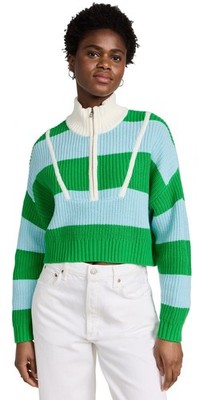 STAUD - Authentic Sweater Hampton Cropped Color-Block Size XS