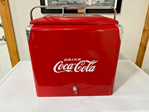 Vintage Coca-Cola Metal Cooler with drain and bottle opener– Fully Restored