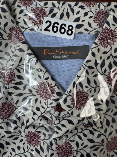 Ben Sherman Shirt Mens Medium White Floral Casual Streetwear Coastal Beach Party - Picture 8 of 8