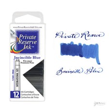 Pk/12 Private Reserve Fountain Pen Ink Cartridges, Invincible Blue