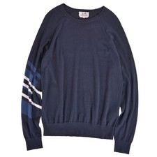 Hermes Knit 21SS Sweater Long Sleeve Cotton Top Men's M Navy Used MOLO-0