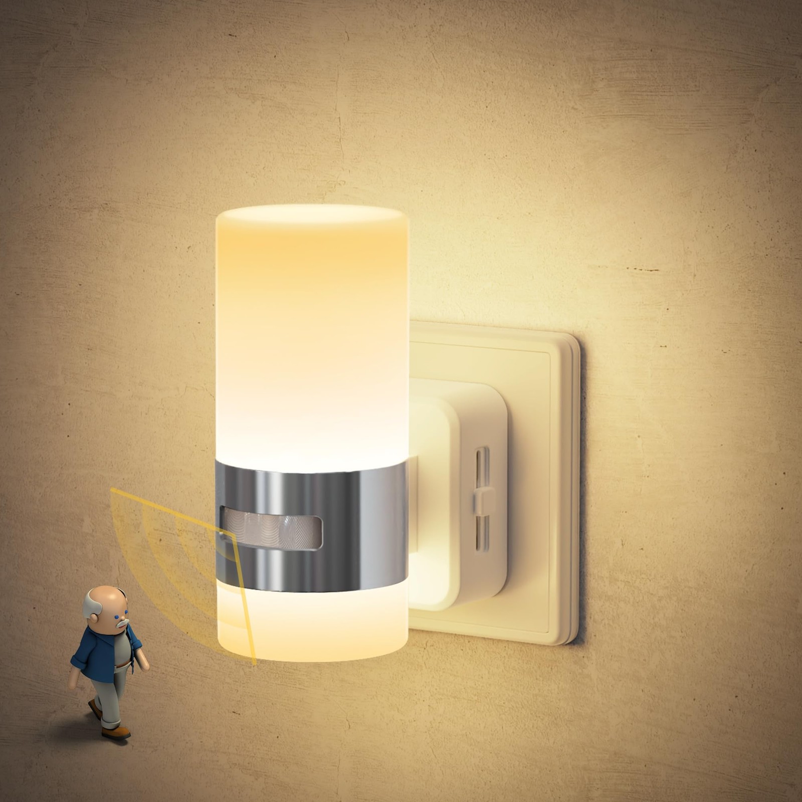 Luce Notturna LED JandCase Dimmerabile 0-100lm con Sensore Movimento