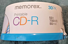 Memorex Inkjet Printable CD-R 30 Pack 52X 700MB 80 Minutes - New  Sealed