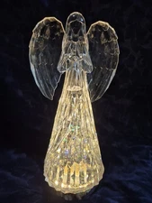 Cracker Barrel Silver & Acrylic Angel Glitter Globe Christmas Decor, Night Light