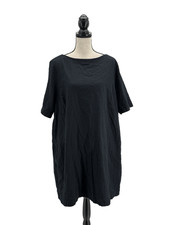 Abercrombie & Fitch Womens Boatneck Linen Dress Black XXLT Tall Short Sleeves