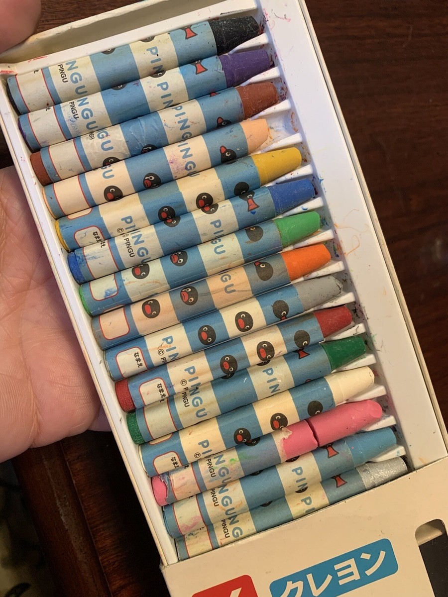 Rare 1990's Pingu Crayon Color Set Vintage Animation Japan Sony