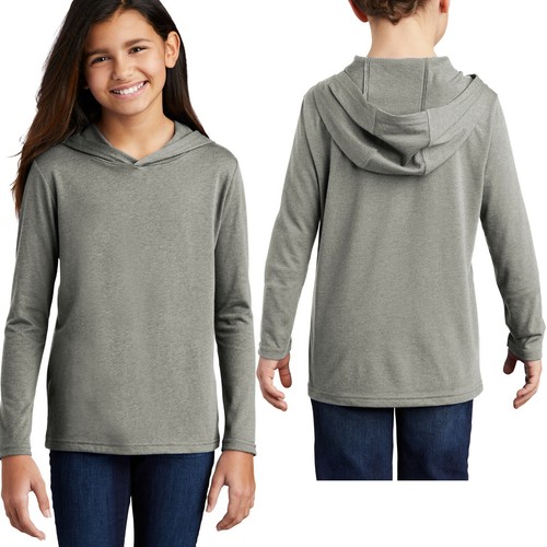 Youth Long Sleeve Hoodie T-Shirt Soft Tri Blend Fabric Boys Girls Kids XS-XL NEW - Picture 4 of 5