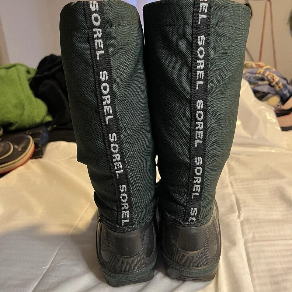 Sorel Lined Winter Snow Boots youth Size 6 Green Liners Lace Front - Image 3 of 4