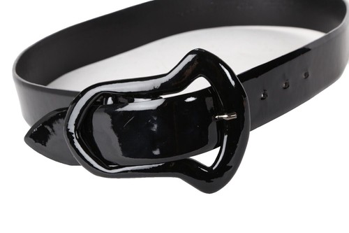 Claudio Orciani Sz 30 Black Leather Belt Silver Tone Buckle  display picture 3