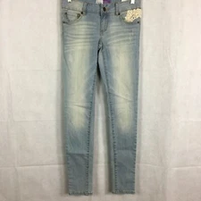 Empyre Jeans Junior Womens Sz 3 Light wash Lace Trim Logan Skinny Jegging