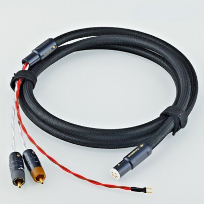 6N Pure Silver  Hifi Audio Tonearm Phono Cable With 5 Pin Din 2 RCA For LP Vinyl