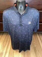Redvanly Shirt Men's Medium Blue Floral Print Polo Golf Activewear Polyester