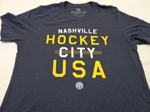 Project 615  Nashville  Hockey City USA  Navy Blue T Shirt Size Large