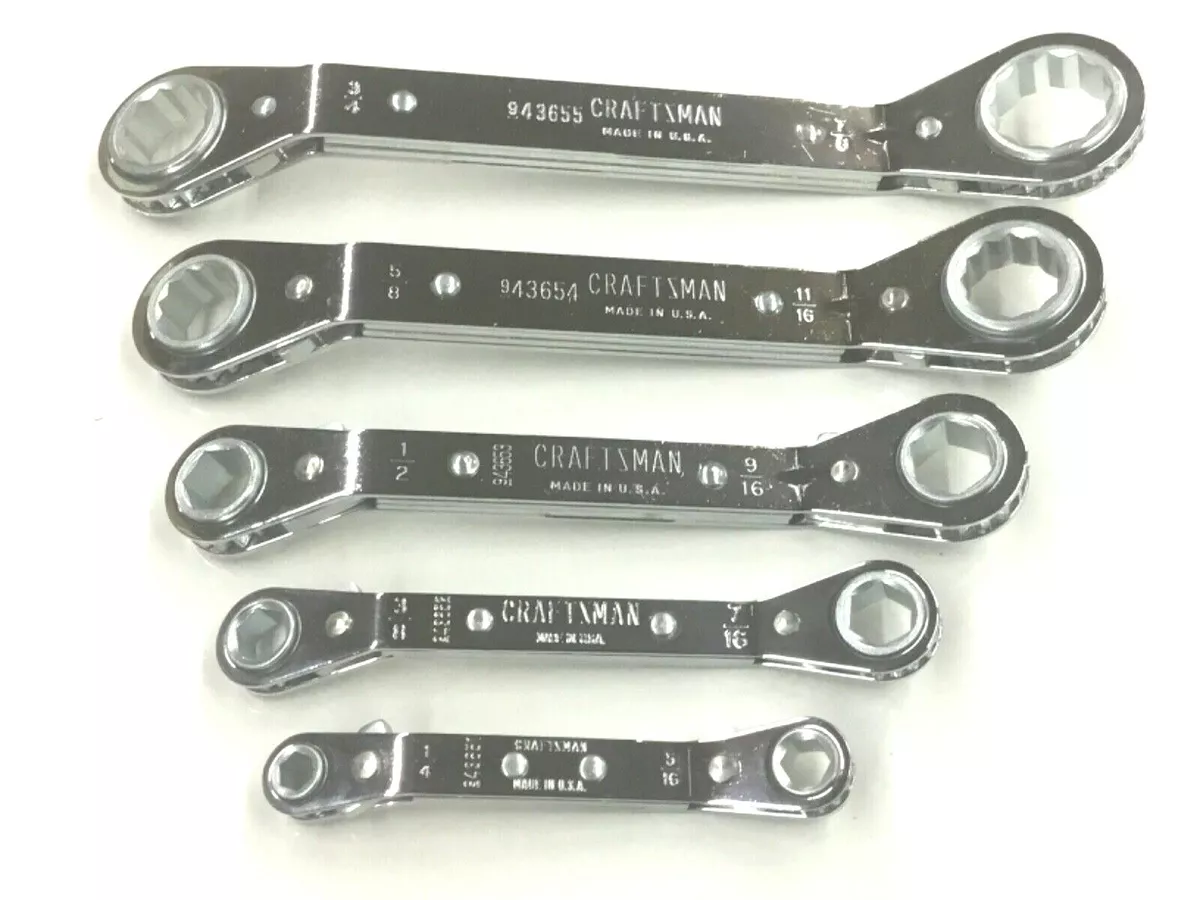 NOS CRAFTSMAN SAE OFFSET RATCHETING WRENCH SET 1 4 7 8