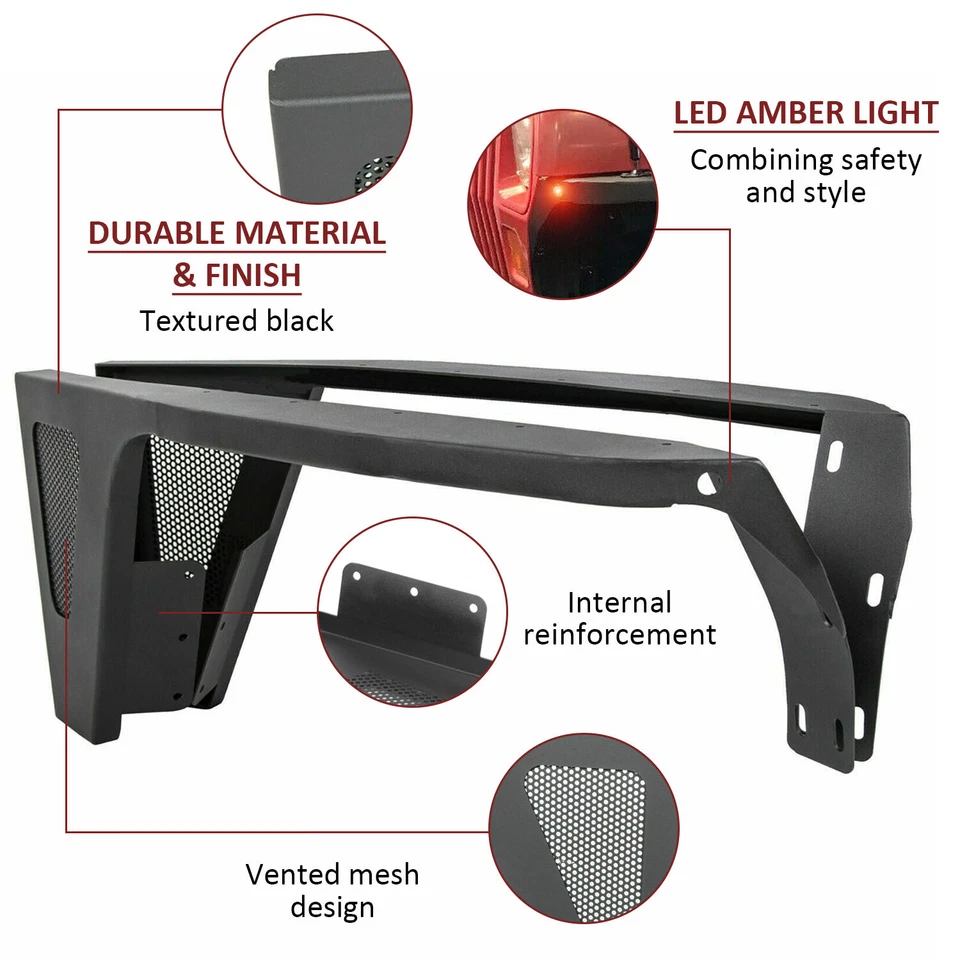 Front Fender Flares Wheel Rocker Guards W/ LED Light For Jeep Wrangler YJ 87-95 Foto 2 de 4