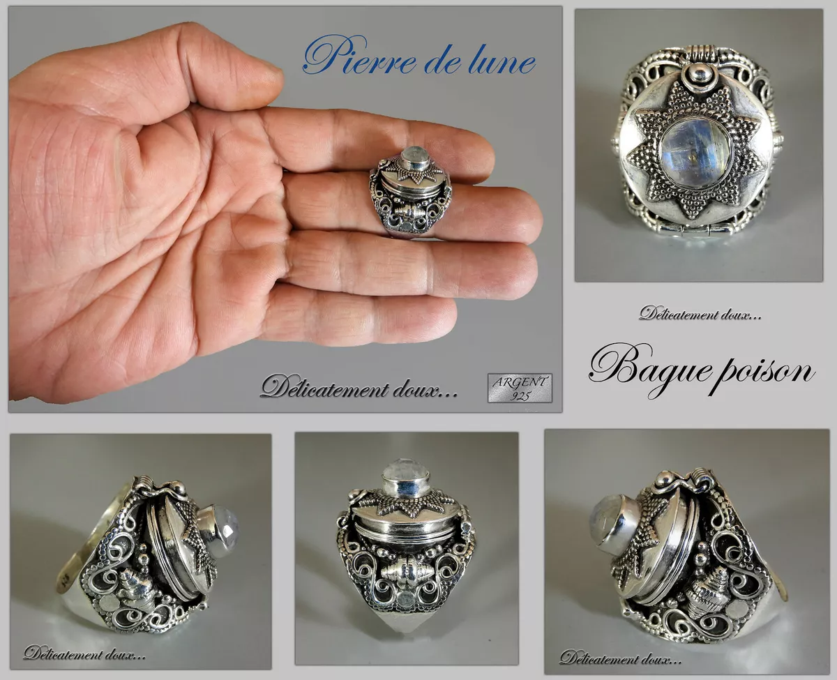 Tr s Belle Bague POISON en Argent 925 et PIERRE DE LUNE BA AR