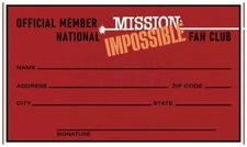 MISSION IMPOSSIBLE TV SERIES - NATIONAL FAN CLUB MEMBERSHIP CARD - VTG FANTASY
