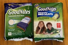 GoodNites Disposable Bed Mats for Bedwetting, 2.4 X 2.8 Ft, 18 Ct 2 Packs of 9