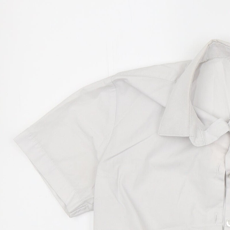 George Girls White Polyester Blend Basic Button-Up Size 9-10 Years Collared image 3