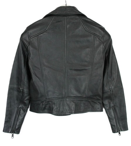 LEVI'S Jacket Women's XS Leather Asymmetrical Zip Notch Lightweight Black - Picture 4 of 24