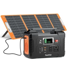 Flashfish Solar Generator Kit 200W Portable Power Station with Solar Panel 100W