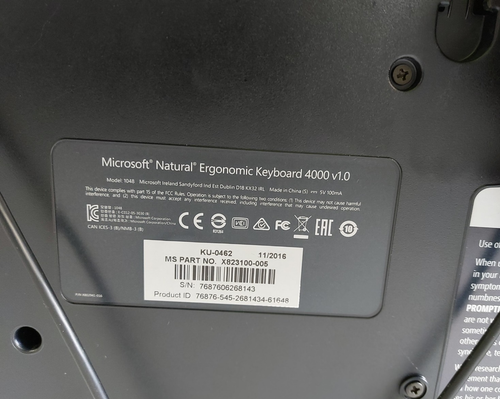 MICROSOFT NATURAL ERGONOMIC WIRED KEYBOARD 4000 V 1.0. untested - Picture 4 of 4
