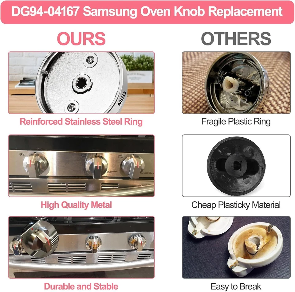 Nuevo 5 PIEZAS DG94-04167 Perillas de Estufa de Gas Compatible con Samsung NX60A6511SS/AA-01 Foto 2 de 4