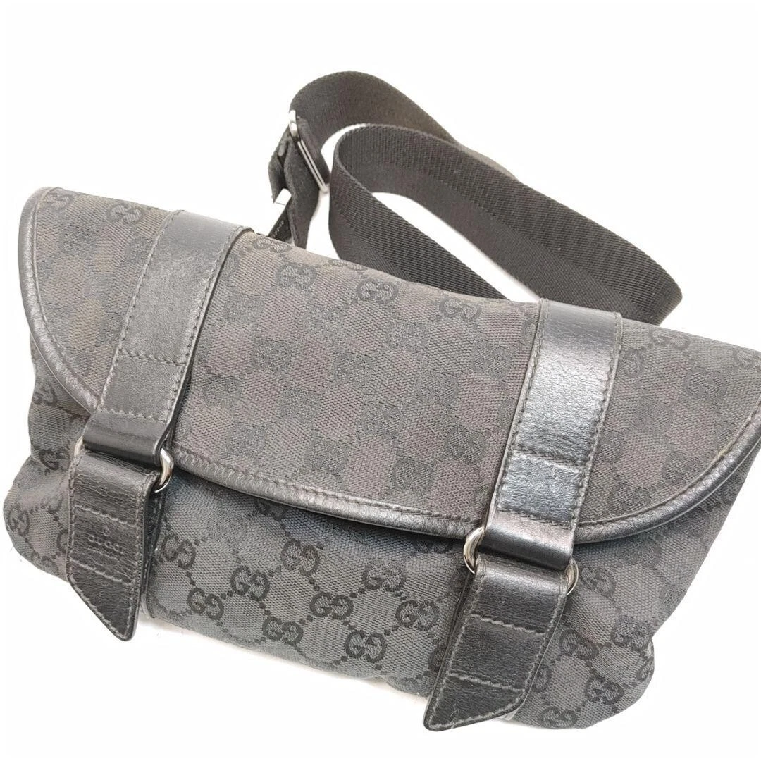 GUCCI GG toile pochette taille sac ceinture sac banane noir 145851 200905
