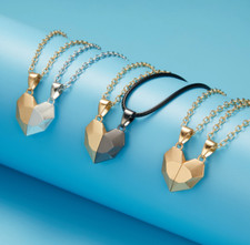 2 PC Set Heart Necklace - Trendy Heart necklace Gift for couples,