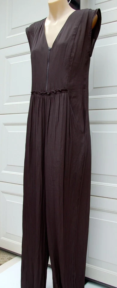 CHIC Combinaison Gris anthracite effet satiné coupe large ZARA T S - Photo 2/4
