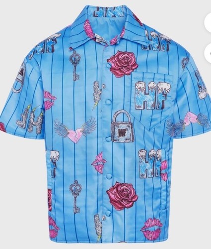 Homme Femme Doodle Puffer Shirt Blue $200 Size Large Men’s - Picture 2 of 6
