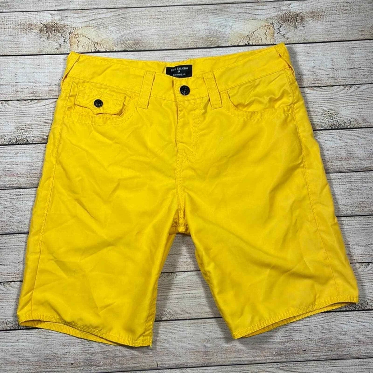 Yellow true religion shorts sale