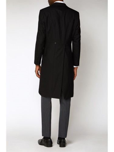 BLACK HERRINGBONE MORNING WOOL TAILCOAT - WEDDING, ROYAL ASCOT, FUNERAL DIRECTOR - Picture 2 of 4