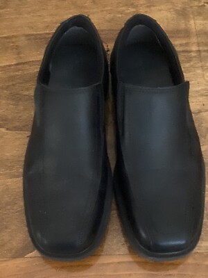 GEORGE MEN' S BLACK SLIP-ON FAUX LEATHER DOMINIC DRESS SHOES LOAFERS SIZE  - Main Image