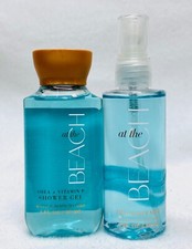 2PC SET Bath Body Works AT THE BEACH Travel Size Fragrance Mist Spray Shower Gel