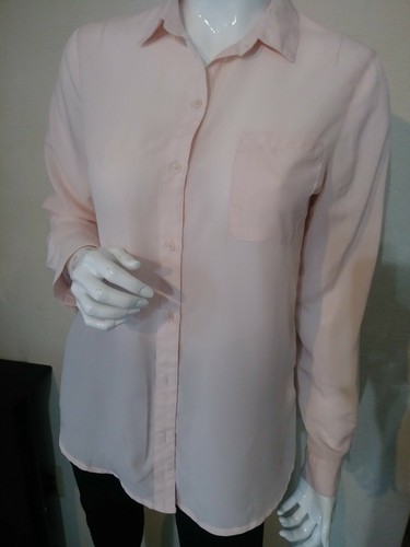 Old Navy women Small top button up sheer beautiful peach 100% polyester. - Picture 5 of 7