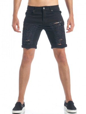 Berna Jeans corti neri con strappi - Calibro Shop