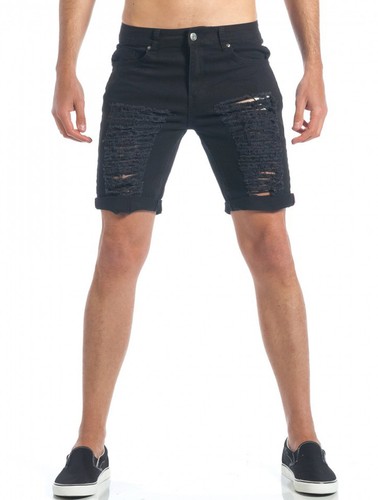 PANTALONI CORTI UOMO DIAMOND NERO STRAPPI CASUAL BERMUDA SHORTS JEANS SLIM  FIT | eBay