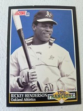 1991 Score Rickey Henderson #857 Baseball The Franchise + 2 Free Mystery Cards