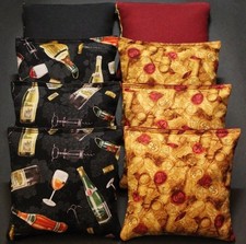 WINE GLASS BOTTLE Cornhole Bean Bags 8 ACA Regulation Corn Hole Shot Toss Game