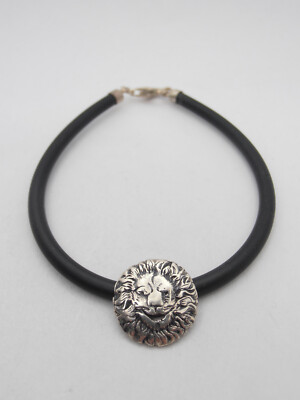 Leo Zodiac Sign Bracelet Sterling Silver 925 and Rubber Unisex Cozzi Gioielli