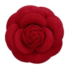 Vintage Camellia Flower Brooches Fabric Pins Corsage for Women Red