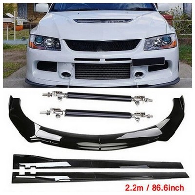 Front Lip Splitter Side Skirt Rocker Lip Gloss Black For MITSUBISHI Lancer 02-17