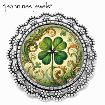 Shamrock BROOCH Pin Irish Art Nouveau Silver Lapel Pin St Patricks Day Gift